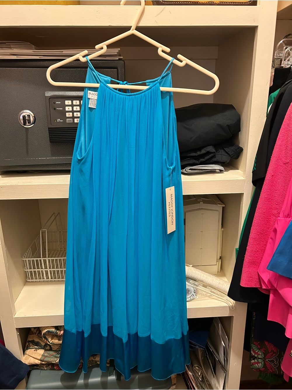 Maggy London Petite Vivid Turquoise Silk Dress